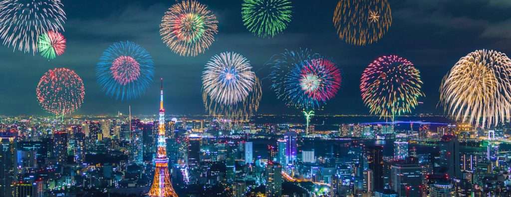 fireworks festival over tokyo