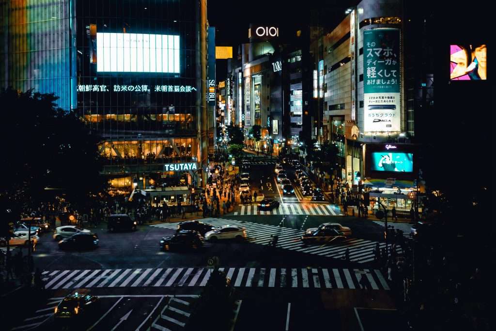 shibya crossing at night